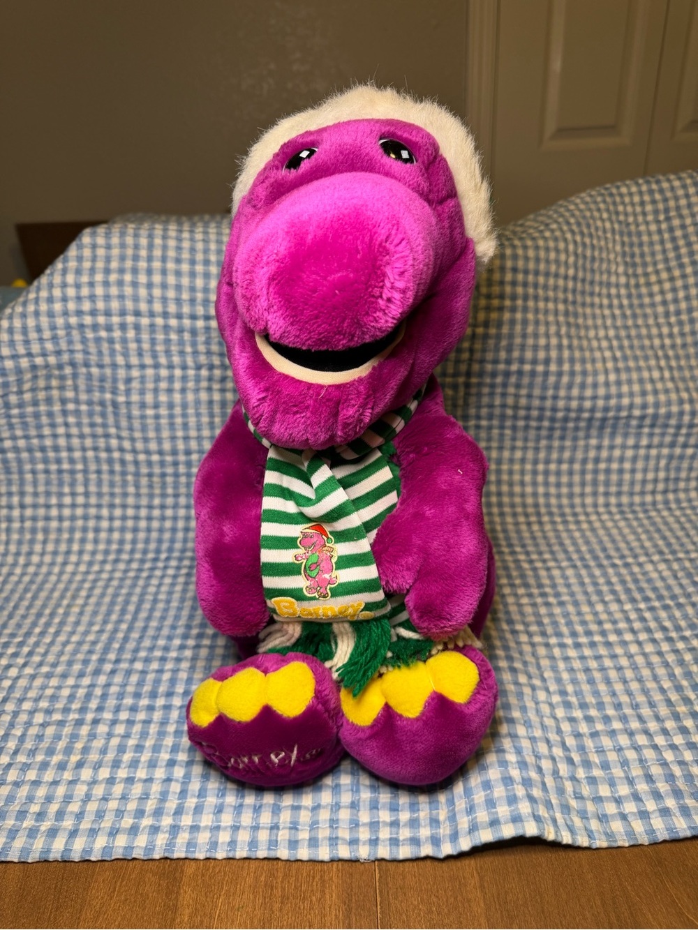Vintage 1992 Barney the Dinosaur Christmas Plush Golden Bear Lyons Group Holiday